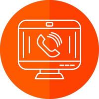 Video Call Line Red Circle Icon vector