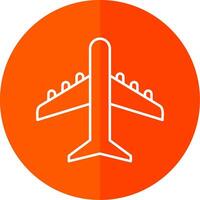 Plane Line Red Circle Icon vector
