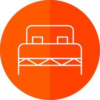 Double Bed Line Red Circle Icon vector