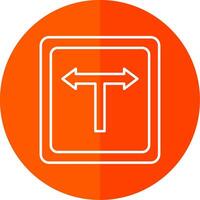 T Junction Line Red Circle Icon vector