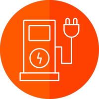 Electric Charge Line Red Circle Icon vector