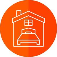 Bedroom Line Red Circle Icon vector