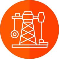 Oil Mining Line Red Circle Icon vector