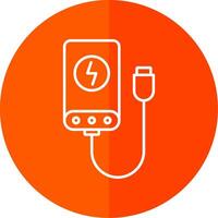 Power Bank Line Red Circle Icon vector