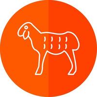 Sheep Line Red Circle Icon vector