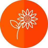 Sunflower Line Red Circle Icon vector