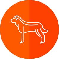 Dog Line Red Circle Icon vector