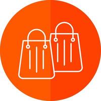 Shopping Bag Line Red Circle Icon vector