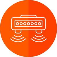 Motion Sensor Line Red Circle Icon vector