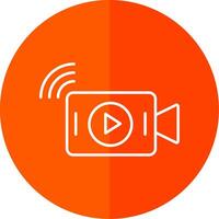 Live Stream Line Red Circle Icon vector