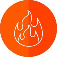 Flame Line Red Circle Icon vector
