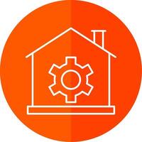 Smart Home Line Red Circle Icon vector