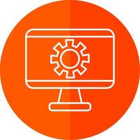 Monitor Screen Line Red Circle Icon vector
