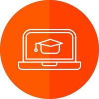 Online Learning Line Red Circle Icon vector
