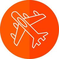 Jet Plane Line Red Circle Icon vector