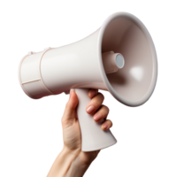 AI generated megaphone in hand on transparent background, generative ai png