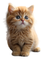 AI generated portrait of cute and adorable baby cat on transparent background, generative ai png