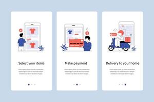 Online shopping concept onboarding app screens vector