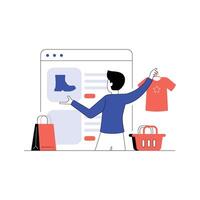 Online shopping concept illustrations. illustrations of people in activities of online shopping vector