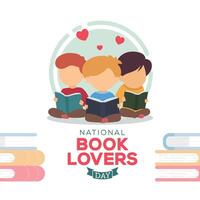nacional libro amantes día celebracion bandera plano diseño vector