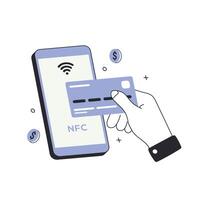 NFC wireless payment technology vector