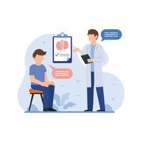 Doctor telling patient about kidney disease vector illustration