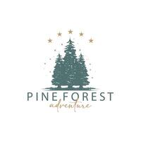 Forest Logo, Vector Forest Wood With Pine Trees, Design Inspirational Badge Label Illustration