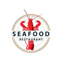 Sea animal lobster logo design vector minimalist vintage retro simple template brand of marine aquaculture and food product