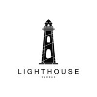 Lighthouse Logo, Beacon Vector Modern Simple Beach Searchlight Tower, Symbol Illustration Template