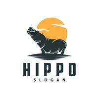 Hippo logo vector simple silhouette zoo animal design brand template illustration