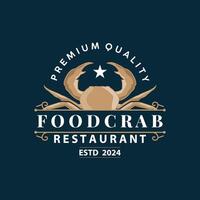 Simple crab logo design vector retro vintage seafood restaurant sea crab farming template