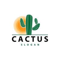 cactus logo vector Desierto verde planta diseño elegante estilo símbolo icono ilustración