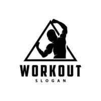 Gym logo design vintage retro human silhouette sport fitness bodybuilder simple elegant vector