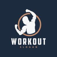 Gym logo design vintage retro human silhouette sport fitness bodybuilder simple elegant vector