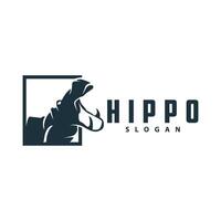 Hippo logo vector simple silhouette zoo animal design brand template illustration