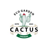 Cactus logo vector desert green plant design elegant style symbol Icon Illustration