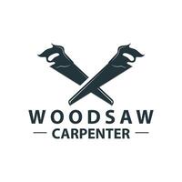 Wood saw logo vector design carpenter tool silhouette woodcutter wood craftsman carpentry company logo