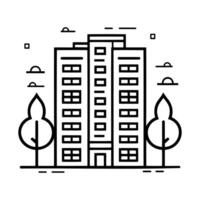 Modern building simple thin line vector web icon