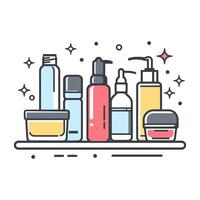 cosmético productos Delgado línea vector web icono