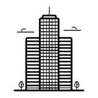 Modern building simple thin line vector web icon