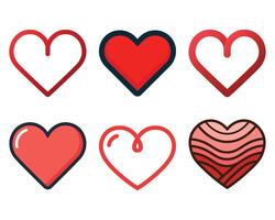 Valentines red hearts simple and minimal design, Vector illustration