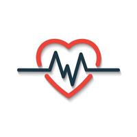 Heartbeat icon and electrocardiogram, heart rhythm concept, vector