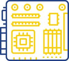 icono de dos colores de la línea de la placa base vector