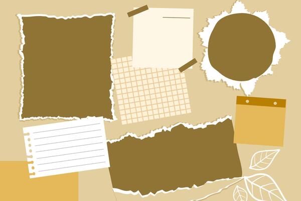 photo collage template with ripped scrapbook