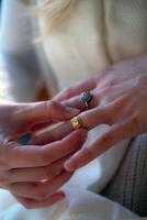 Wedding ring, celebration of wedding or engagement background photo