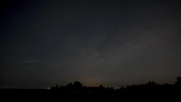 lapso de tiempo de Moviente estrellas en noche cielo. estrellas moverse alrededor un polar estrella. 4k video