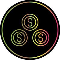 Dollar Coins Line Gradient Due Color Icon vector