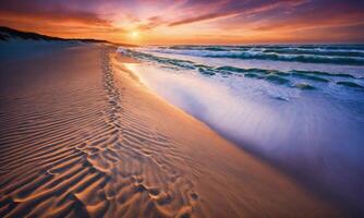 AI generated Closeup sea sand beach. Panoramic beach landscape. Inspire tropical beach seascape horizon photo