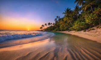 AI generated Soft beautiful ocean wave on sandy beach. baeutiful landscape beach photo