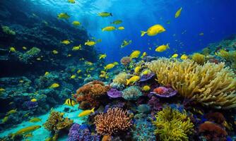 ai generado animales de el submarino mar mundo. ecosistema. vistoso tropical pez. foto